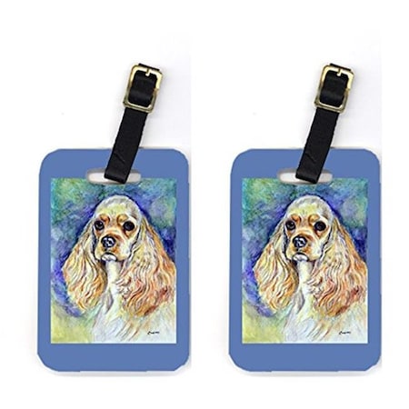 Carolines Treasures Carolines Treasures 7178BT Pair of 2 Blonde Tan Cocker Spaniel Luggage Tags 7178BT